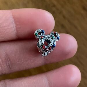 NWOT Disney Mickey Mouse Christmas Wreath Charm Sterling Silver 925